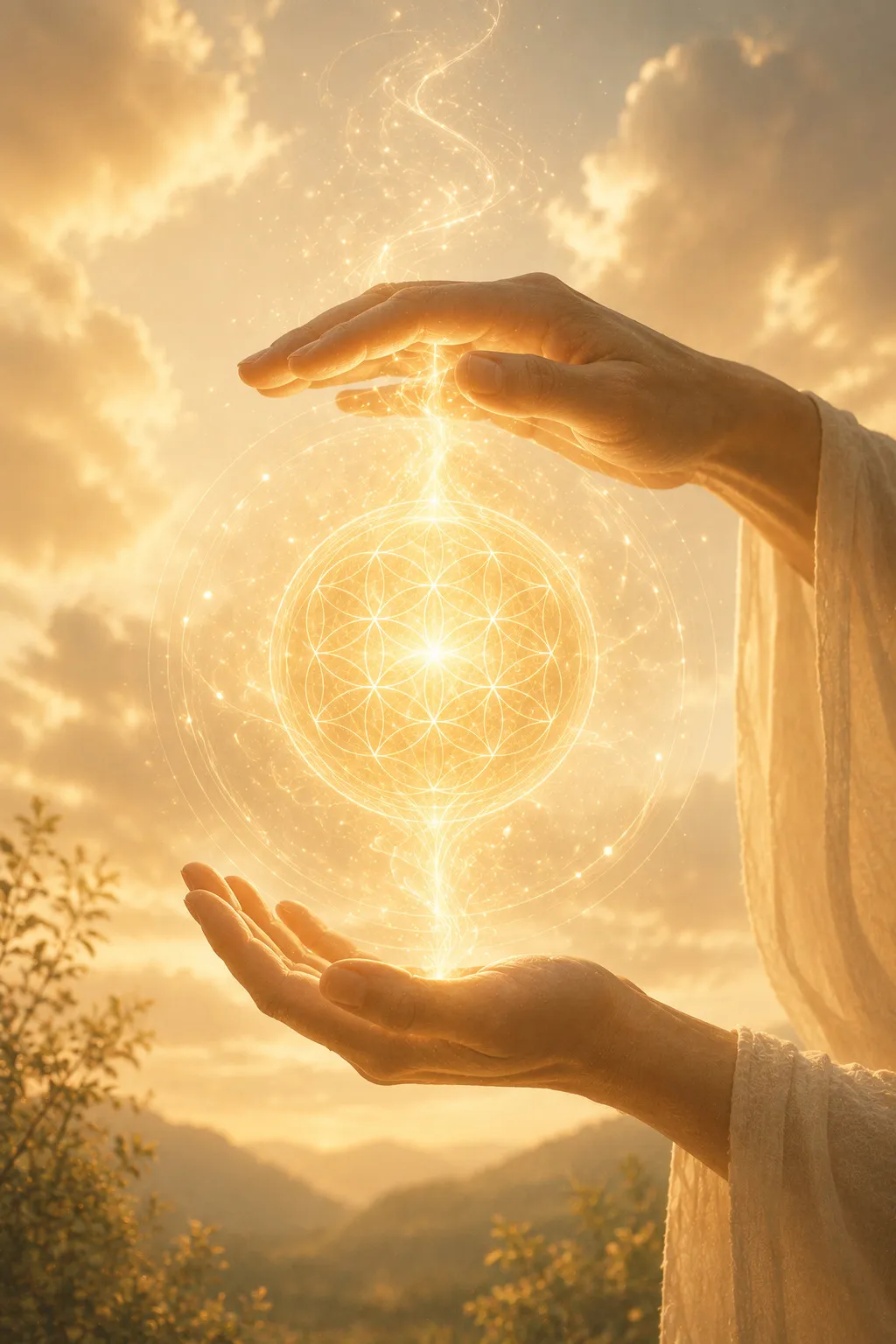 Manos desprendiendo energía Reiki
